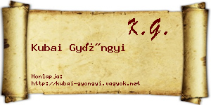Kubai Gyöngyi névjegykártya